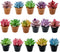 Cayway Dollhouse Plant Miniature 16 PCS Artificial Plant Tiny Bonsai Model for Doll House Garden Decorations