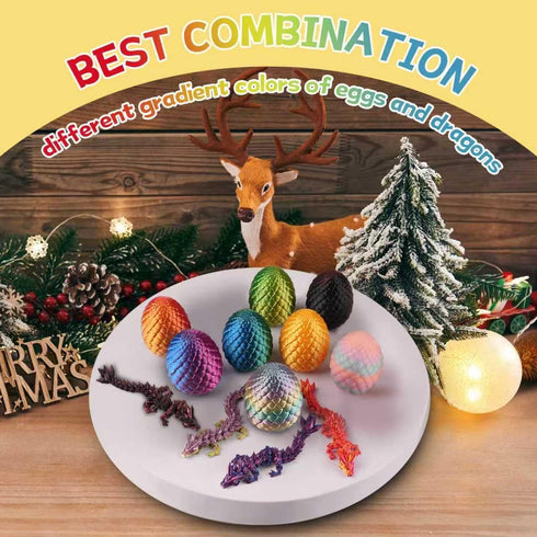 HASTRIDE 4PCS 3D Set 3D 3D Printed Dragon Eggs Small Printing Crystal Articulated Dragons in Surprise Eggs Unique