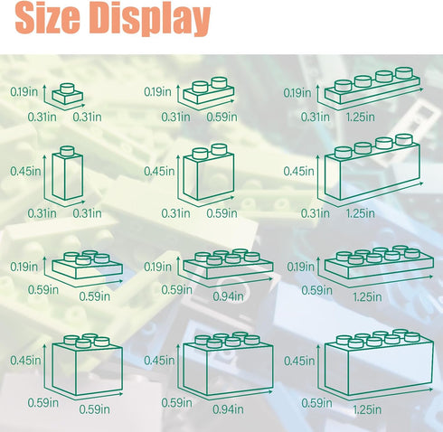 1800Pcs Set Building Bricks, Classic Bulk Small Blocks, Classic Building Bricks Basic Building Blocks(Blue Green White)