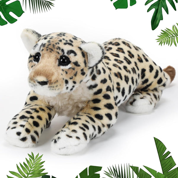 15'' Tiger Stuffed Animal, Realistic Plush Toys, Leopard Lion Tiger Pillow for Boys Girls Animal Parties (Leopard)