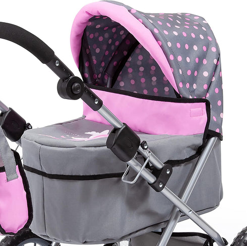 18 inch Bayer Trendy Doll Pram Stroller for Girls, Adjustable Handle, Carriage with Bag, Fits Dolls