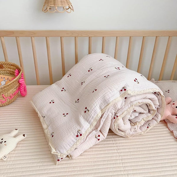 BuLuTu 1 Piece Baby Toddler Muslin Quilt Blanket 47x59 Inches, Crib Comforter