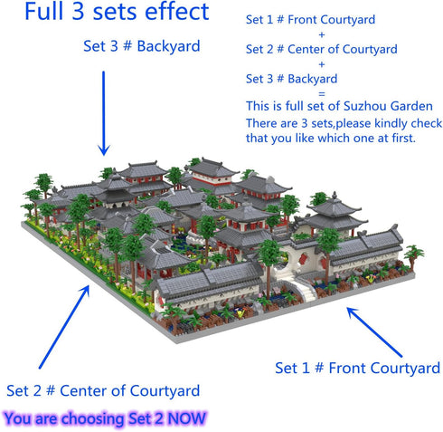 Architecture Micro Block Set, Chinese Style Suzhou Garden, 3888 PCS Classical Building Set for Adults and Kids