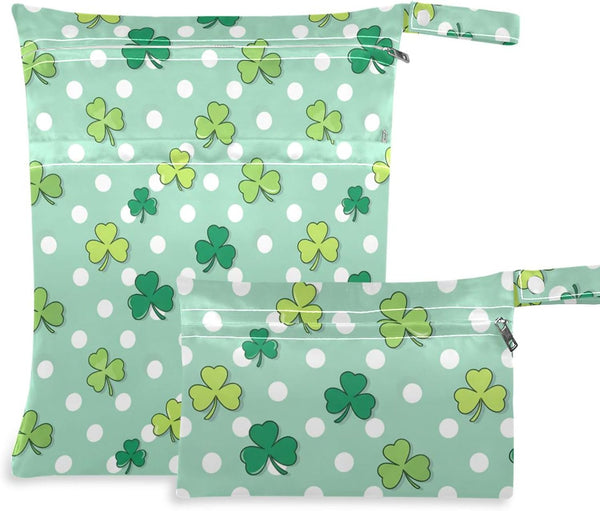 Burbuja Clover Wet Dry Bags for Baby Cloth Diaper 2 Pack, Waterproof Reusable