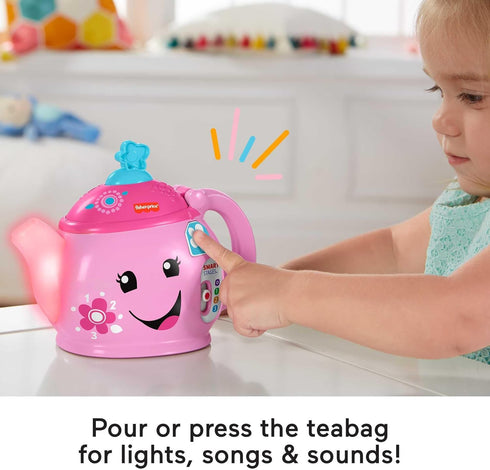 Set 18+ Fisher-Price Toddler Toy Laugh & Learn Sweet Manners Tea with Music & Lights for Educational Pretend Play Kids