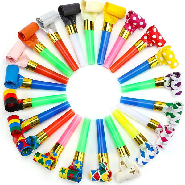 Koogel 100 Pcs Party Blowers Bulk, Colorful Noisemakers & Blowouts with Assorted