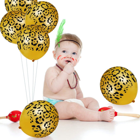 Gejoy 36 Pcs Cheetah Balloons, 12 Inch Leopard Print Balloons for Cheetah Zoo Theme Birthday Party Supplies