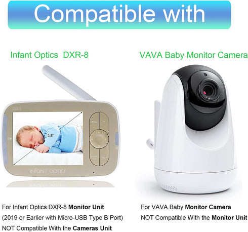 LEFXMOPHY Micro USB Charger Replacement - for Infant Optics DXR8 DXR-8 (2019 or Earlier Version), VAVA Baby Monitor