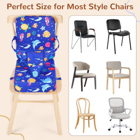 Toddler Booster Seat for Kitchen Chair, Non-Slip Bottom Dining Table Booster Seat with Backrest and Adjustable Straps