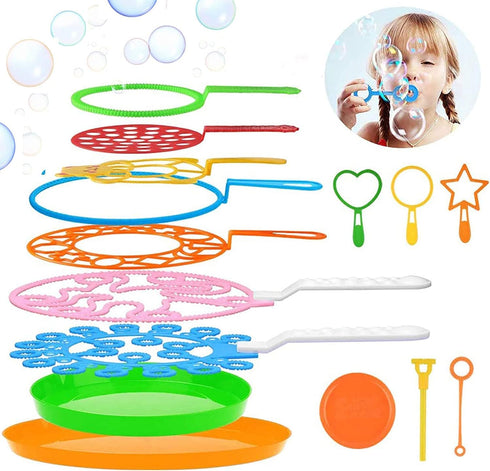 B bangcool Bubble Wands Set - Funny Bubbles Maker with Tray, Big Bubbles for Outdoor Playtime & Birthday Parties