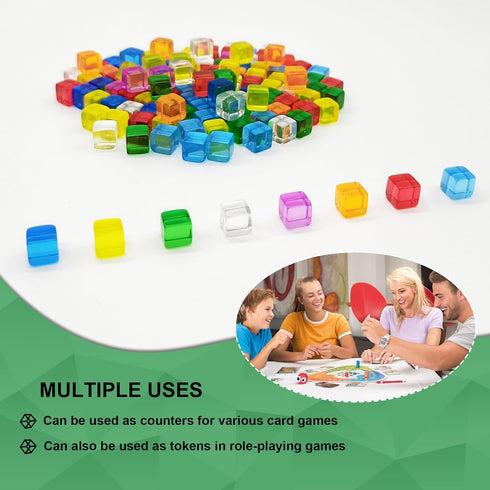 Generic 8mm 160 Set Mini Dice Acrylic Cubes, Pcs Colored Dice for Board Game Tokens, Tabletop Gaming Pieces & DIY