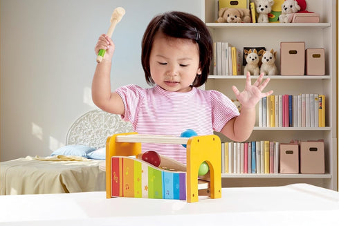 Hape Pound & Tap Bench with Slide Out Xylophone, Award Winning Wooden Musical Toy for Toddlers