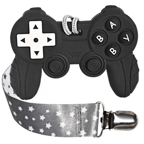 Baby Video Game Controller Teether Toy, Funny Teething Toy for Babies (Black)