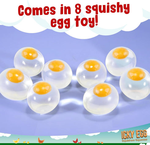 Namre' (8-Pack) Namre Squishy Ball Splat Eggs Clear Egg Yolk Stress Relief Toys Squeeze Fidget Toys for Kids & Adults