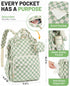 fufazfo Backpack, Corduroy Diaper Bag Large Capacity Multifunction Baby Diaper Bags for Women, Insulated Bottle Pockets