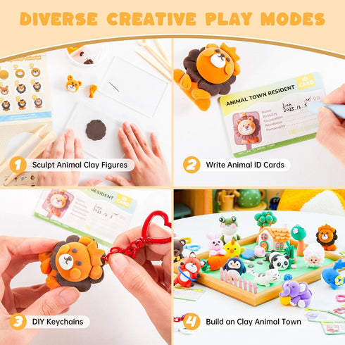 55 Shuttle Art Air Dry Clay for Kids - Zoo Town, PCS Modeling Clay Kit with Sculpting Tools and Tutorials, Safe