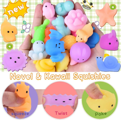 200PCS LEEHUR Kawaii Squishies, Mochi Squishy Toys for Kids Party Favors, Mini Stress Relief Squishy Fidget Toys