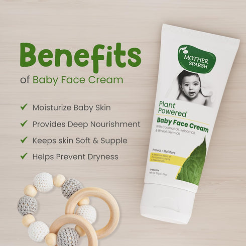 Mother Sparsh 50g (200ml Plant Powered Natural Baby face Cream, + Plant Powered Natural Baby Lotion and Baby Wash Each)