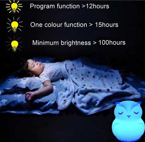 Owl Night Light Baby Bedside Lamp - Silicone Nursery Lamp for Breastfeeding, Adjustable Brightness & Color, Holiday