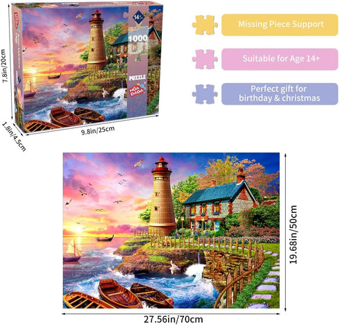 Jigsaw Puzzles for Adults: 1000 Piece Lighthouse Puzzle