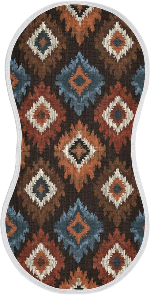 decor gift Cotton Burp Cloths Muslin Breathable Rust Ikats Vector wash Cloth for Unisex