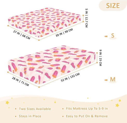 Jynexis 52x28 Ice Cream Cute Pink Print Baby Crib Sheets, Cotton Fitted Crib Sheet, Soft Breathable, Fits Standard