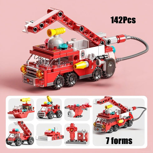Vilbocr (142 7-in-1 Set, 6-12, City fire Truck Building Block Toy PCS) Fire Truck & Rescue STEM Learning Toys for Kids