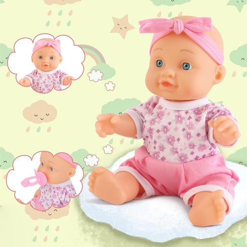 Set Set Stroller,12PCS 3+ deAO Baby Doll Play Includes Miniature Crib,Mobile High Chair Baby Doll Accessories,Great