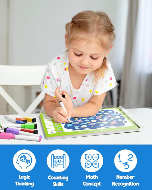 3-8, Coogam Math Learning Game for Kids Age Number Tracing Handwriting Practice Workbook, Math Addition
