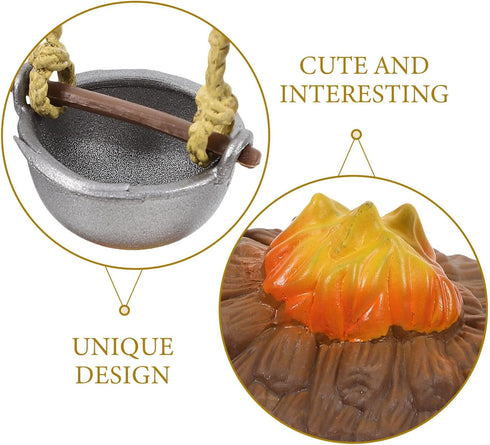 TOYANDONA Dollhouse Stove Kitchen Furniture: Miniature Hanging Stove Tea Kettle, Fairy Garden Camping Accessories