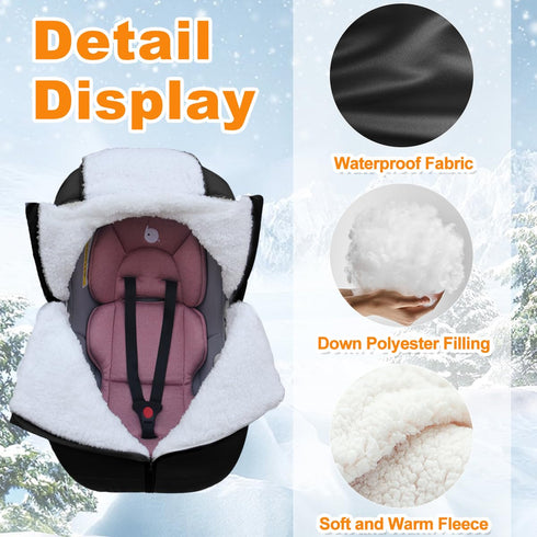 Winter Baby Car Seat Cover - Infant Carseat Bunting Bag Blanket Keep Baby Warm for Newborn Boys Girls- Cold Weather