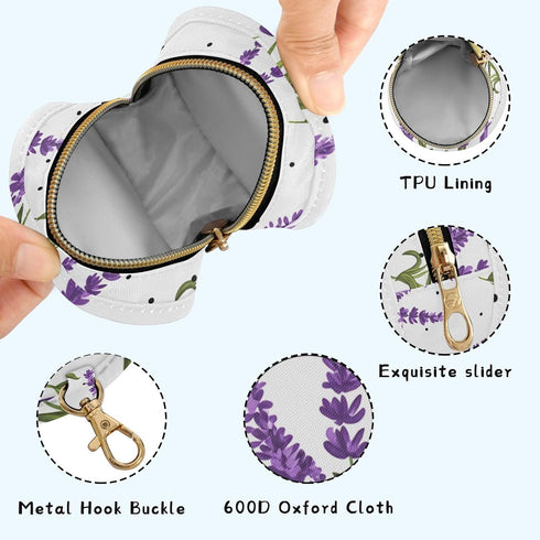 YETTASBIN Lavender Portable Pacifier Holder Case with Metal Hook Buckle & Zipper for Diaper Bag and Stroller, Versatile