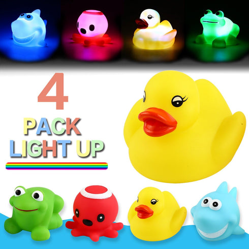 Toy(4 Pack), Yeonha Toys Bath Can Flashing Colourful Light, Floating Bath Toy, Light Up Bathtub Water Tub Toy for Pool