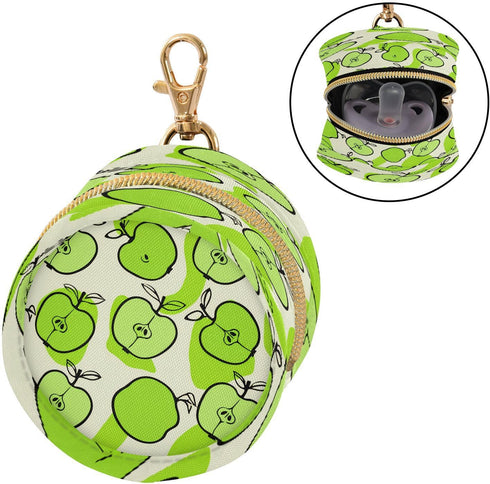 Nesatuwa Fresh Green Apples Pacifier Holder Case with Clip Portable Small Travel Pacifier Pouch for Mom Bag Zipper Coin