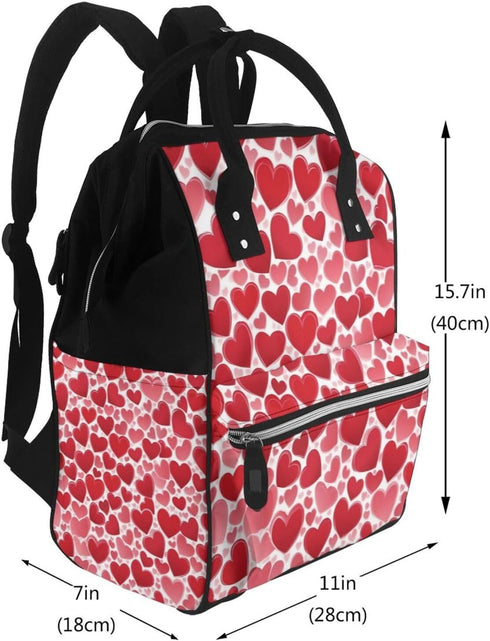 ZSUUGJ Backpack Red Heart Printed Diaper Bag Baby Bag Multi Function Baby Changing Bags For Travel