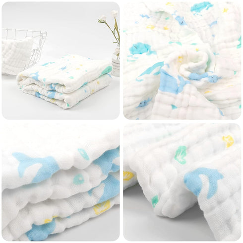 2 Pack, 100% 35"x35" T0405 babygoal Baby Bath Towel Muslin Cotton Hooded Towel for Newborn,Toddler,Infant, Absorbent