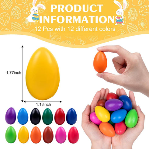 Canscci 12 Pack Crayons,12 Easter Egg Colors Easter Egg-Shaped Crayons for Kids Girls Boys Toddles Easter Basket