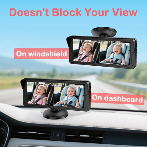 Fodkh 2 6.9 2 Dual Baby Car Camera for Kids Split Screen Ultrawide HD Display with Cameras, IR Night Vision, Easy