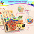 1-3, Montessori Wooden Busy Board with Steering Wheel & Driving Toys - Sensory Activity Boards for Toddlers Car Themed