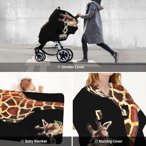 Zhbvncp Giraffe Baby Car Seat Cover & Breastfeeding Nursing Cover - Breathable Stretch Fabric Multi-Use Nursing Cover