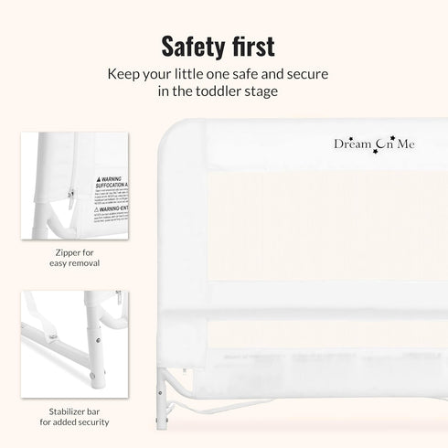 Dream On Me Lightweight Mesh Security Adjustable Bed Rail for Toddler, Breathable Mesh Fabric, Suitable for All Types