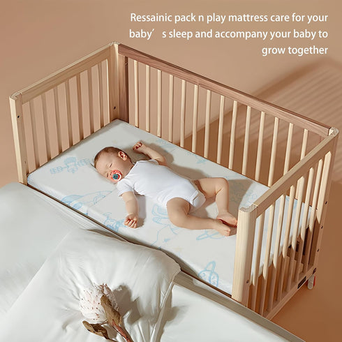 Ressainic Pack Pack 38" 26" 1.5" and Play Mattress Pad, Trifold Portable Crib N Play Mattresses, x x Jacquard Playpen