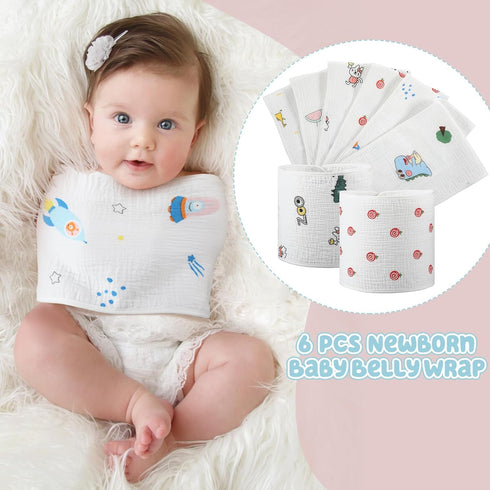 Funnysoft 6 Pcs Newborn Snuggle Strap Adjustable Arms Swaddle Band Baby Belly Band Arms Safe Swaddle Sleep Wrap Blanket