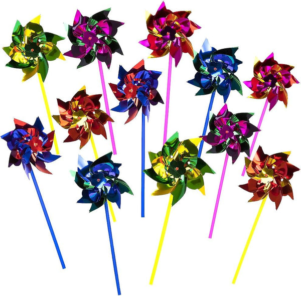 ArtCreativity Pinwheels Set, Pack of 12 Assorted Colors, Fun Carnival Toys and Party Favor