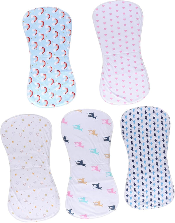 CHICAMPERA 5pcs Unisex Cotton Burp Cloths Absorbent Soft Durable Newborn Feeding Rags for