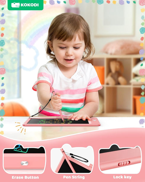 KOKODI LCD Writing Tablet, 10 Inch Colorful Doodle Board, Valentines Day Gifts for Kids, Erasable Drawing Pad