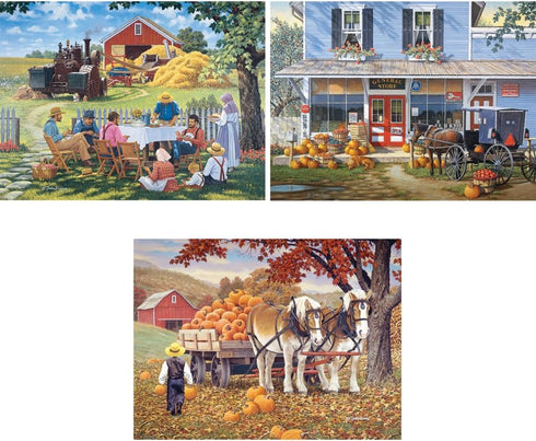 Set 300 18" 24" Bits and Pieces Value of Three Large Piece Jigsaw Puzzles for Adults Farming Collection Jigsaw Puzzles