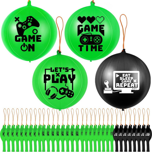 32 Pcs Video Game Punch Balloons, Pixelated Punch Balls for Fun Games, Birthday Party Favors Supplies, Goodie Bag