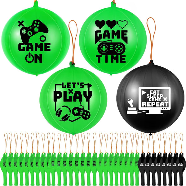 32 Pcs Video Game Punch Balloons, Pixelated Punch Balls for Fun Games, Birthday Party Favors Supplies, Goodie Bag