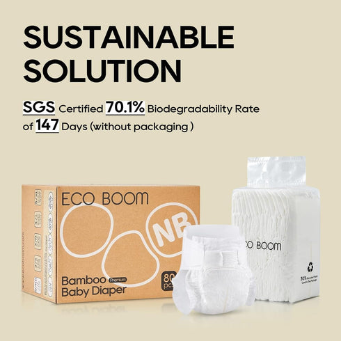 2 6 16lb 102 Count) ECO BOOM Diapers, Viscose from Bamboo Diapers, Natural Soft Disposable Nappies for Infant, Size